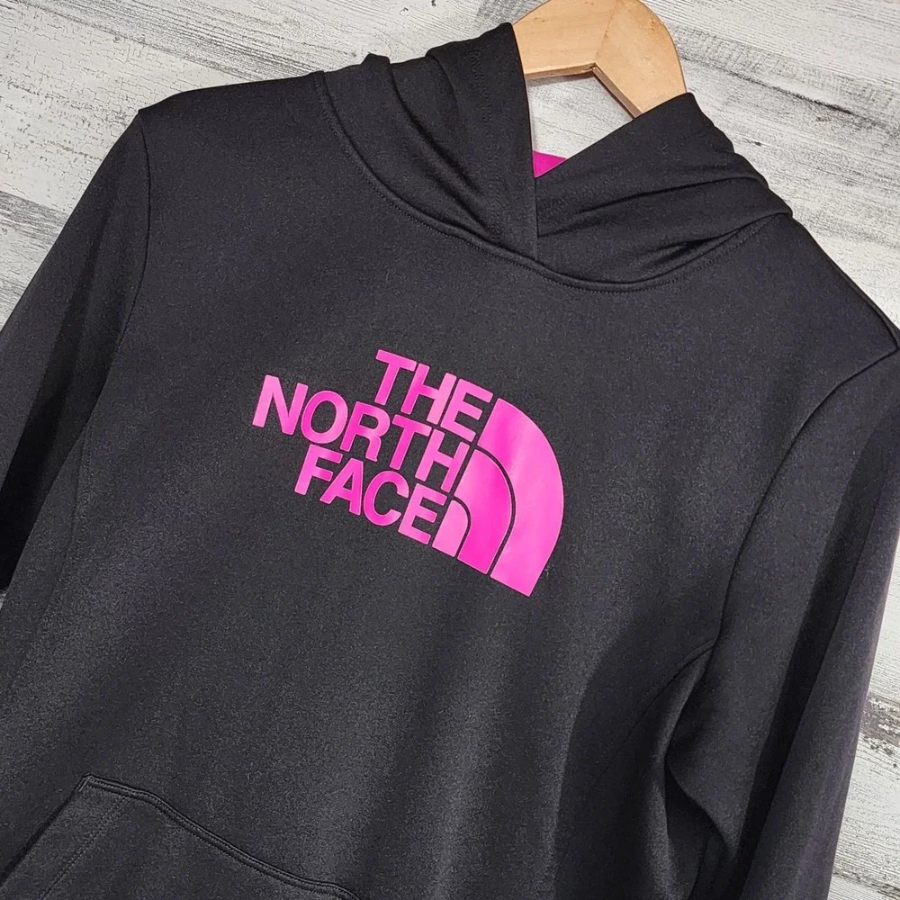 The North Face Hoodie Women Medium Black Pink Logo Pullover Active Outdoors - Picture 3 of 10
